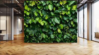 Lush Green Leaves Creating a Verdant and Vibrant Natural Background Wall mural