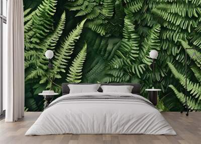 Lush pattern of fern leaves creating a vibrant wallpaper of natures green beauty Wall mural