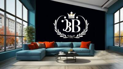 Luxurious Initial B Gold Logo Featuring an Elegant Crown Wall mural