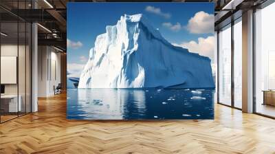 Majestic iceberg floating in tranquil ocean waters under a clear blue sky Wall mural