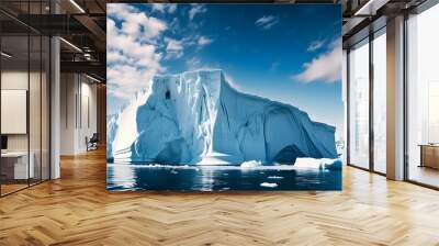 Majestic iceberg floating in tranquil ocean waters under a clear blue sky Wall mural