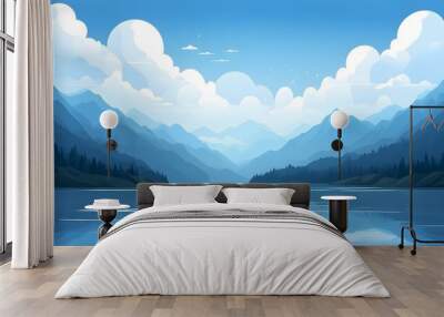 Majestic mountain forest scenery beneath a dramatic cloudy sky Wall mural