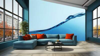 Minimalist clear blue liquid background with a sleek, side view aesthetic Wall mural