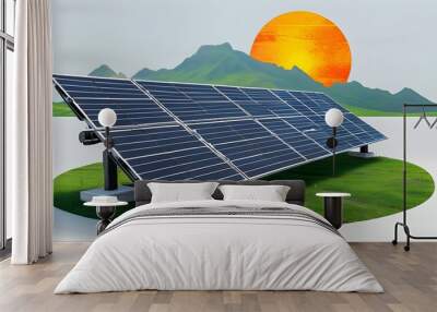 minimalistic solar panel on a clean white backdrop Wall mural