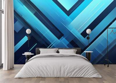 Modern abstract blue gradient wallpaper with diagonal lines for technology-themed presentations and sports posters Wall mural