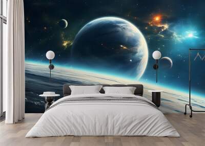 Mysterious Planet Glowing in the Vastness of Space Wall mural