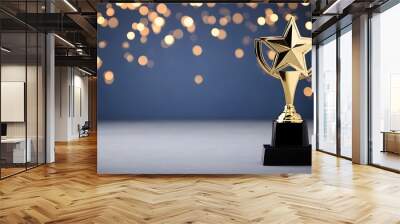 Radiant metallic gold trophy for third place runner-up achievement Wall mural