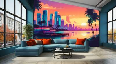 Skyline villa deck offering stunning views of Miamis breathtaking sunset Wall mural