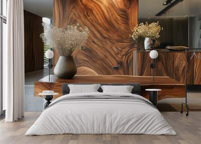 stunning natural wood grain patterns showcasing elegance and artistry Wall mural