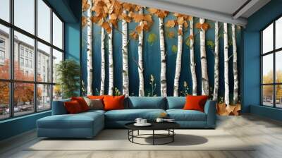 Textured patterns of birch bark in natural settings Wall mural