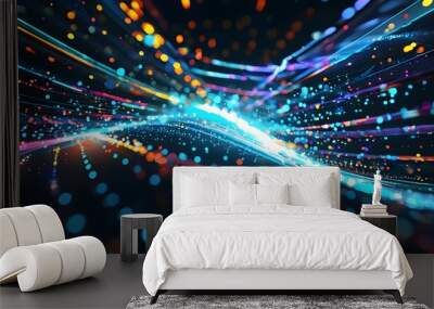 The dazzling abstract background is full of colorful spots and lines. Wall mural