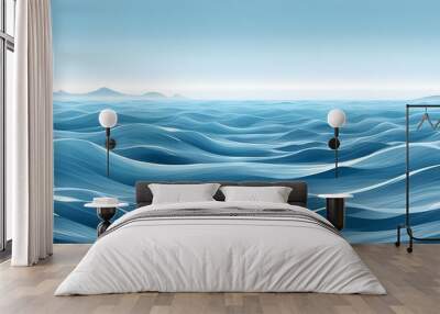 Tranquil Digital Sea with Serene Waves and Expansive Copy Space Wall mural