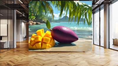 Tropical paradise featuring juicy mangoes, an exotic fruit bursting with sweetness and nutrition Wall mural