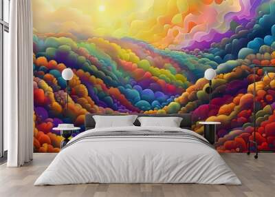 Vibrant Abstract Landscape with Blurred Colorful Autumn Patterns Wall mural