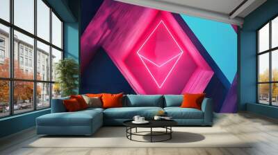 Vibrant Angular Geometry with Neon Accents Wall mural