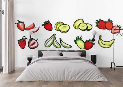 Vibrant close-up of luscious strawberries nestled among crunchy cheerios Wall mural