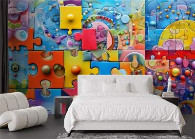 Vibrant Fusion of Color and Shape in Abstract Composition Wall mural