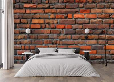 vintage red brick wall texture with a panoramic view of old masonry and stone patterns Wall mural