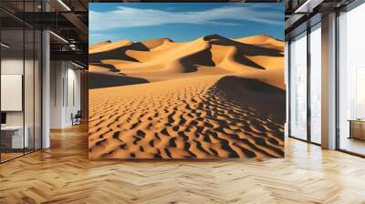 Wavy Patterned Sand Dunes in a Serene Desert Landscape Wall mural