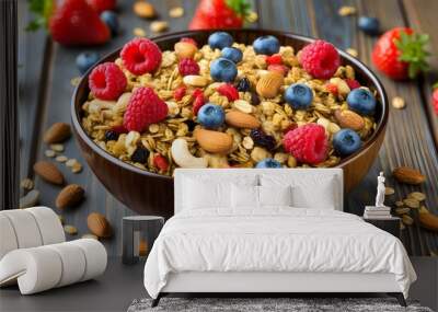 Wholesome Crunchy Delight of Organic Granola Bliss Wall mural