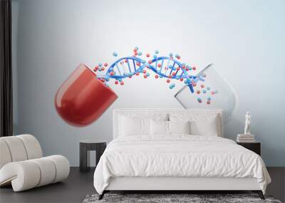 3d rendering medical DNA and capsule Wall mural