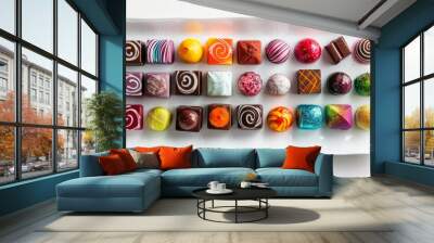 A decadent array of colorful, artisanal chocolates  Wall mural