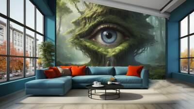 Eyes in the forest Wall mural