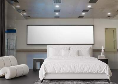 Long white screen with space for text on a wall Wall mural