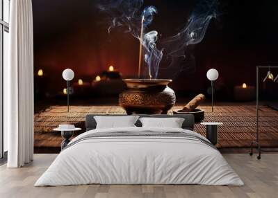 Experience serenity with fragrant incense. Wall mural