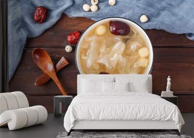 Nourishing red date, white fungus and lotus seed soup Wall mural