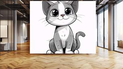 Cute cartoon kitten illustration
 Wall mural