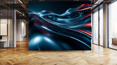 Flow abstract blue curve art background
 Wall mural