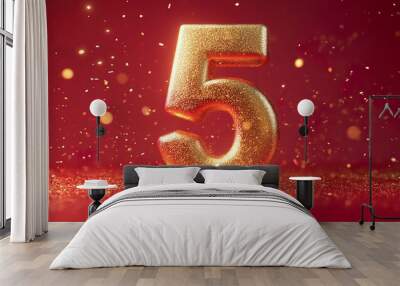 Golden countdown digital dust particles
 Wall mural