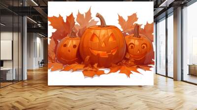 Halloween holiday decorations and hand-painted pumpkins with a Halloween atmosphere Wall mural