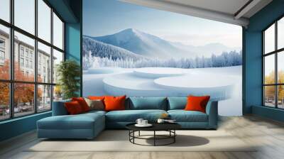 The natural background of snow mountain e-commerce products display table
 Wall mural