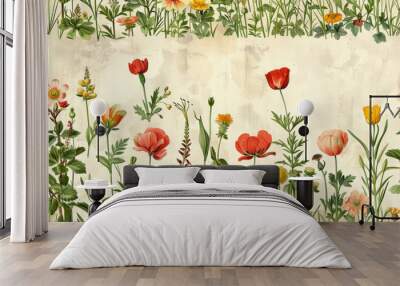 Vintage floral texture art background Wall mural