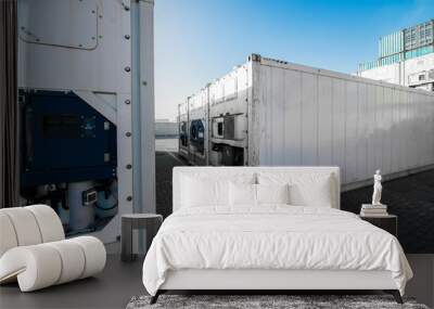 Stacked containers in a shipping terminal Wall mural