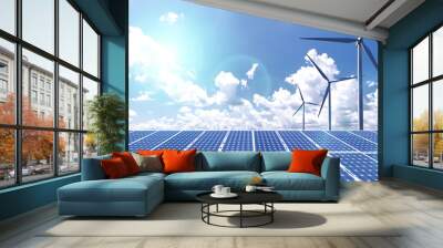 New energy, solar and wind power solve future energy shortages Wall mural