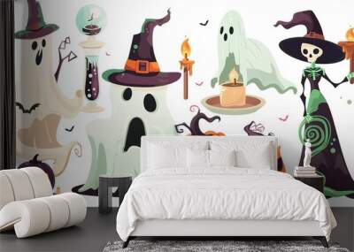 Halloween_Festival_Ghost_Monsters_Cute_PNG_Hat Wall mural