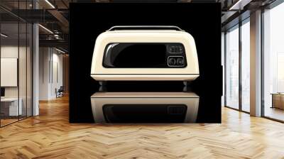 Cream-colored toaster with white elements and buttons, set against a black background. This isolated vector illustration showcases a detailed design of the toaster with a clean and modern look, perfec Wall mural