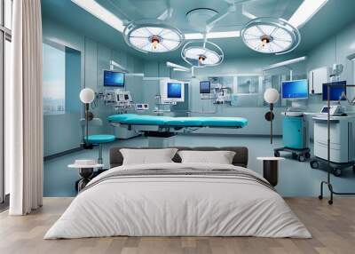 Intensive tech atmosphere in operation room, professional medical equipment. Wall mural