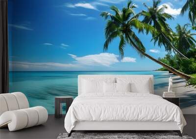 Beautiful tropical beaches, blue sea water and coconut groves intertwined, forming a peaceful resort. Wall mural