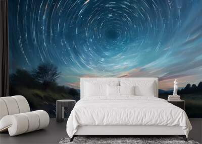 The orbit under the stars seems to be time flowing, showing the beauty of the universe. Wall mural