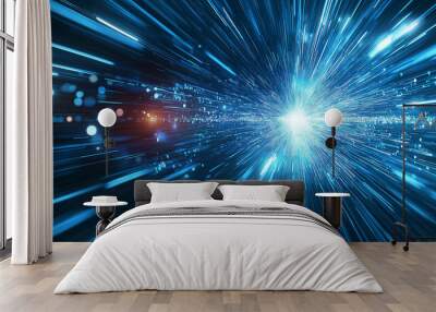 Blue technology light background Wall mural