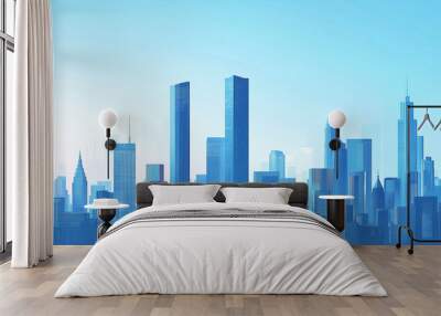 city skyline at sunset Wall mural