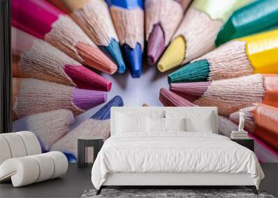 color pencils isolated on white background Wall mural