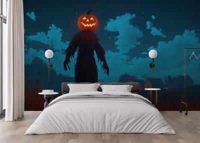 halloween jack o lantern in the woods Wall mural