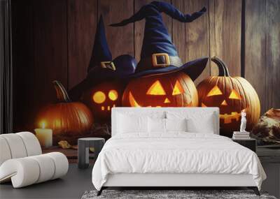 halloween jack o lantern on halloween background Wall mural