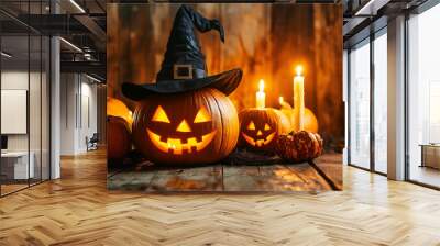 halloween jack o lantern on halloween background Wall mural