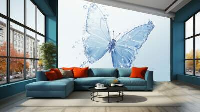 White background with water pattern butterfly Wall mural